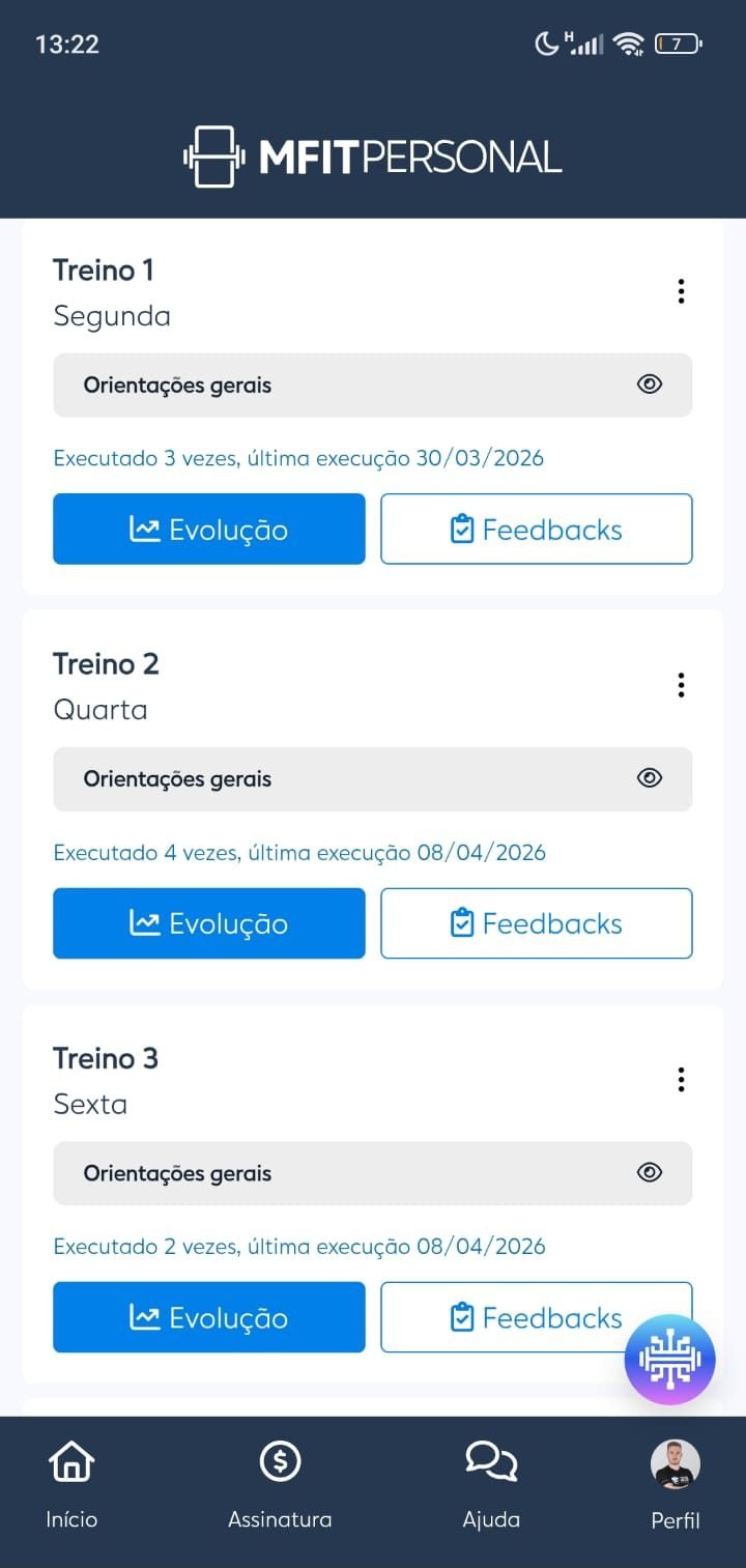 Tela de treinos